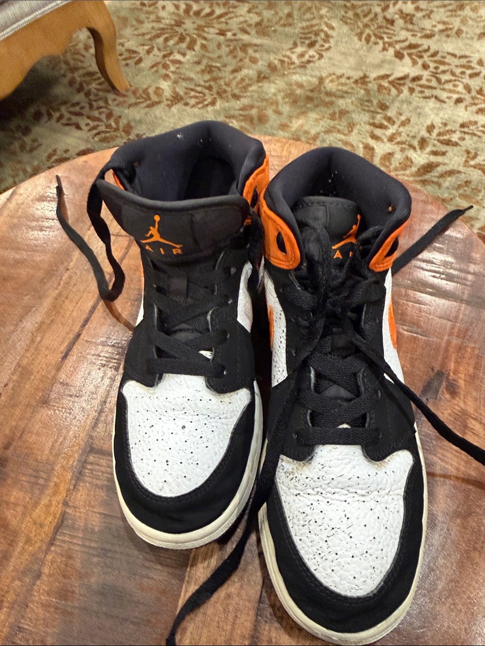 Nike High-Top Sneakers in Black, White & Orange